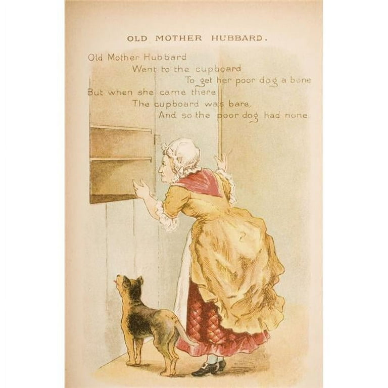 Nursery Rhyme & Illustration of Old Mother Hubbard From Old Mother