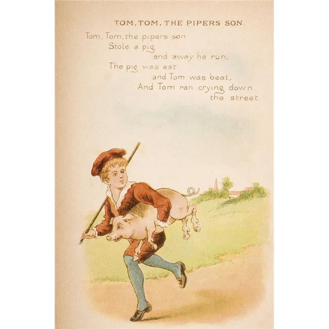 Nursery Rhyme &amp; Illustration of Tom Tom The Pipers Son From Old Mother ...