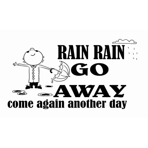 Nursery Rhyme Wall Lettering Art Decal | Rain Rain Go Away Come Again Another Day - DIY Vinyl Adhesive School Home Bedroom Living Room Stick And Peel Sticker Decoration 19" x 30"