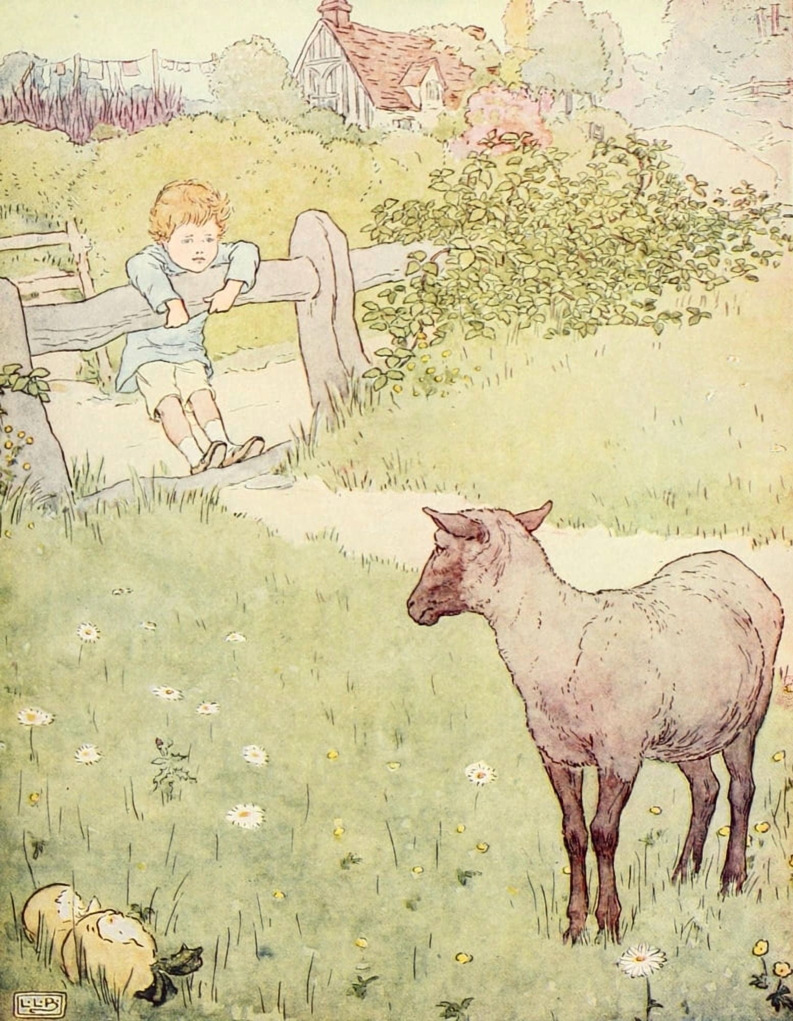 Nursery Rhymes 1916 Baa baa Black Sheep Canvas Art - Leonard Leslie Brooke (24 x 36)