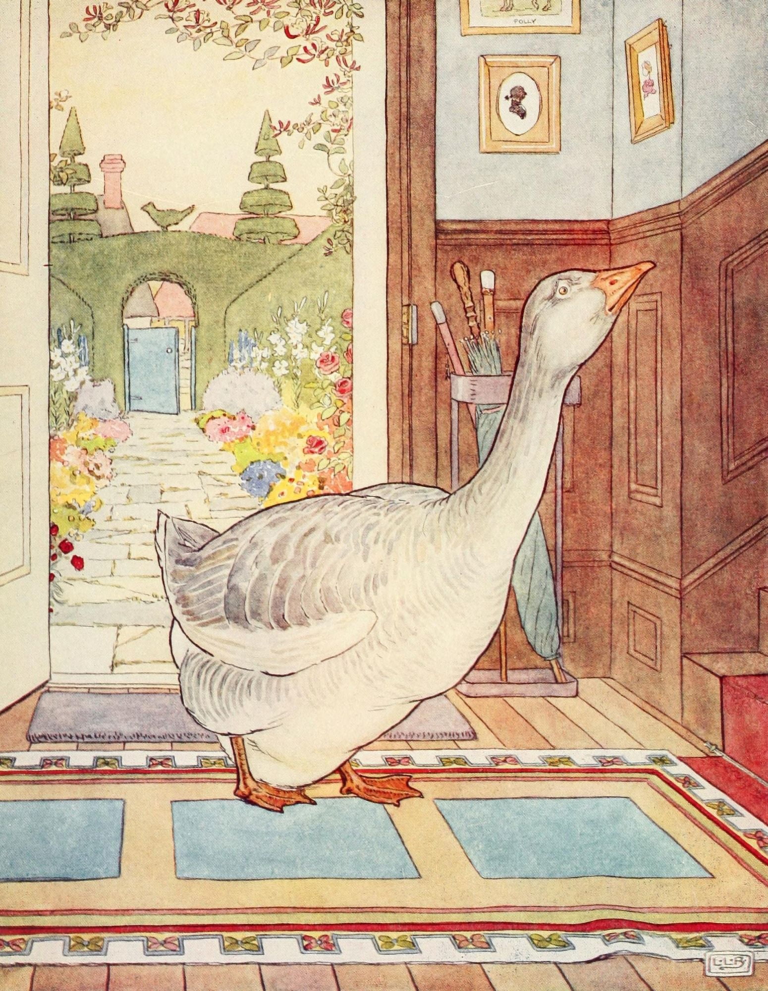 Nursery Rhymes 1916 Goosey Goosey Gander Canvas Art - Leonard Leslie Brooke (24 x 36)