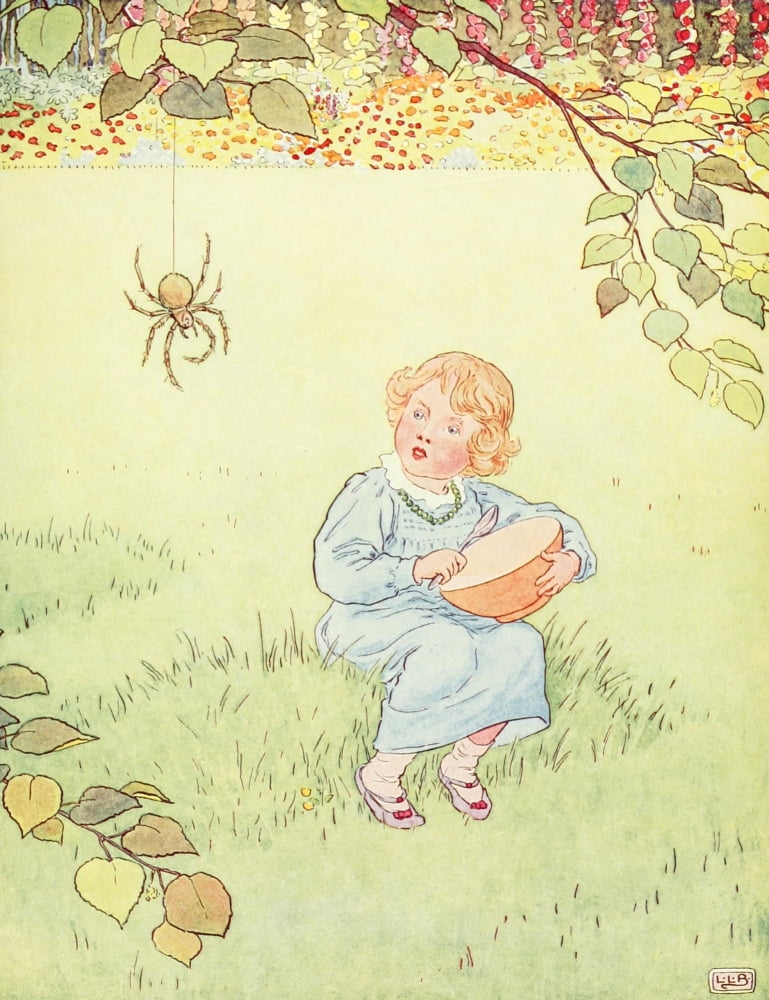 Nursery Rhymes 1916 Little Miss Muffet Canvas Art - Leonard Leslie Brooke (18 x 24)