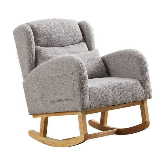 Nursery Rocking Chair, 27.2 Inch Wide Upholstered Glider Rocker With High Backrest, Side Pockets, Modern Accent Rocking Chair For Living Room Bedroom Offices