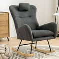 thumbnail image 1 of Nursery Rocking Chair, 35.5" Teddy Fabric Upholstered Glider Rocker with High Backrest, Modern Rocking Accent Chairs Comfy Side Chair for Nursery, Bedroom, Living Room,Gray, 1 of 9