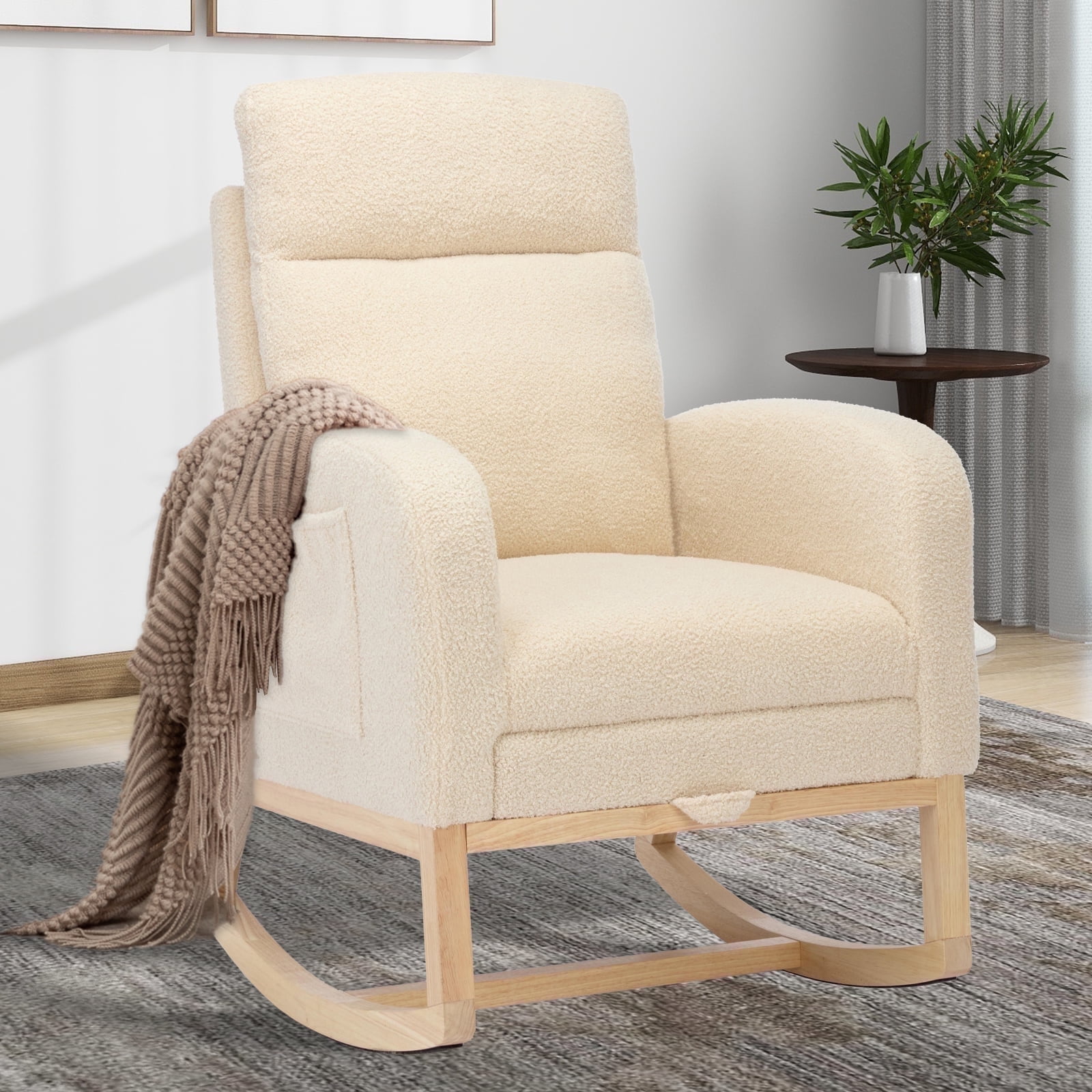 SENCHO GINSYTALIOR Nursery Rocking Chair Teddy Upholstered Glider ...