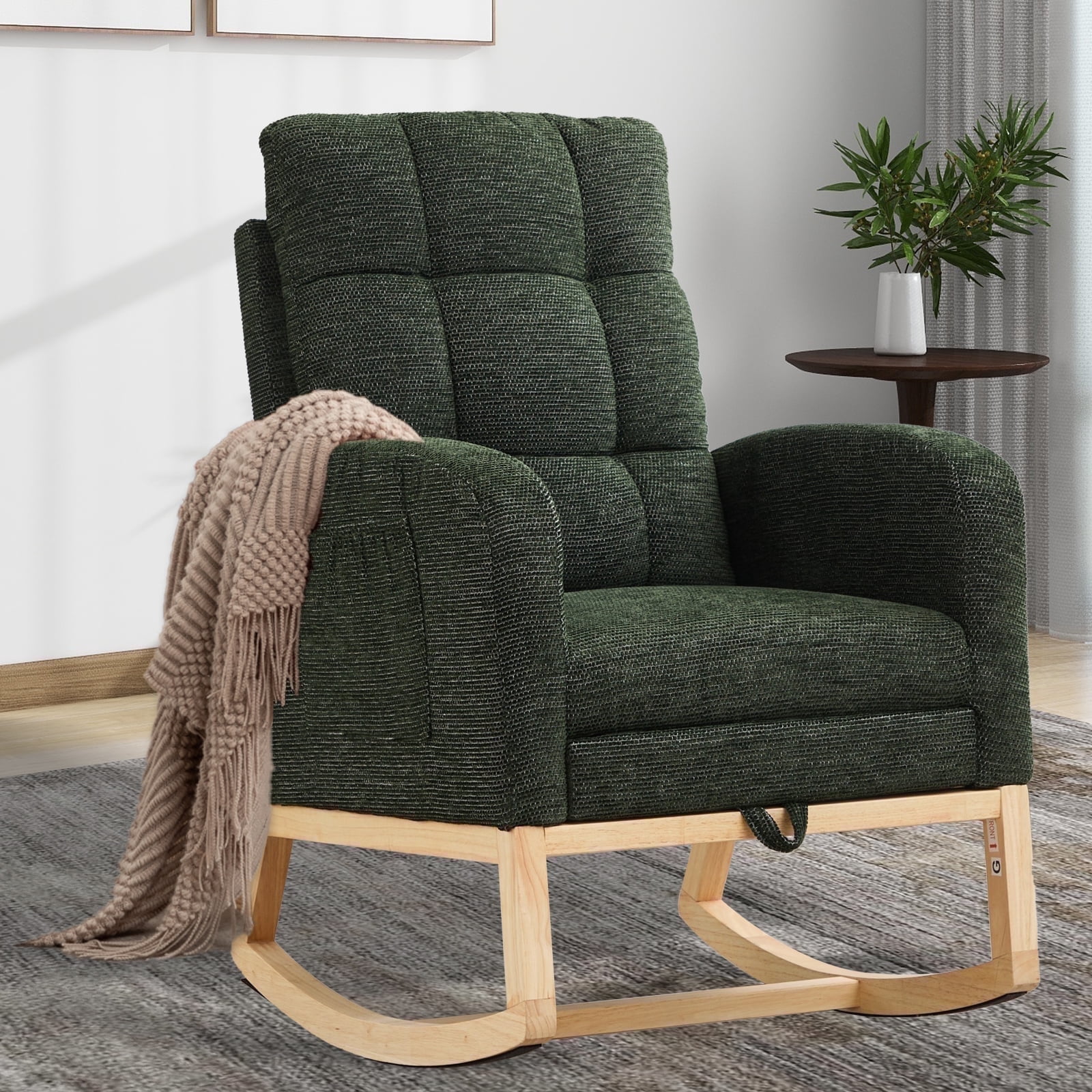 Nursery Rocking Chair with Adjustable Footrest for Living Room,Teddy ...