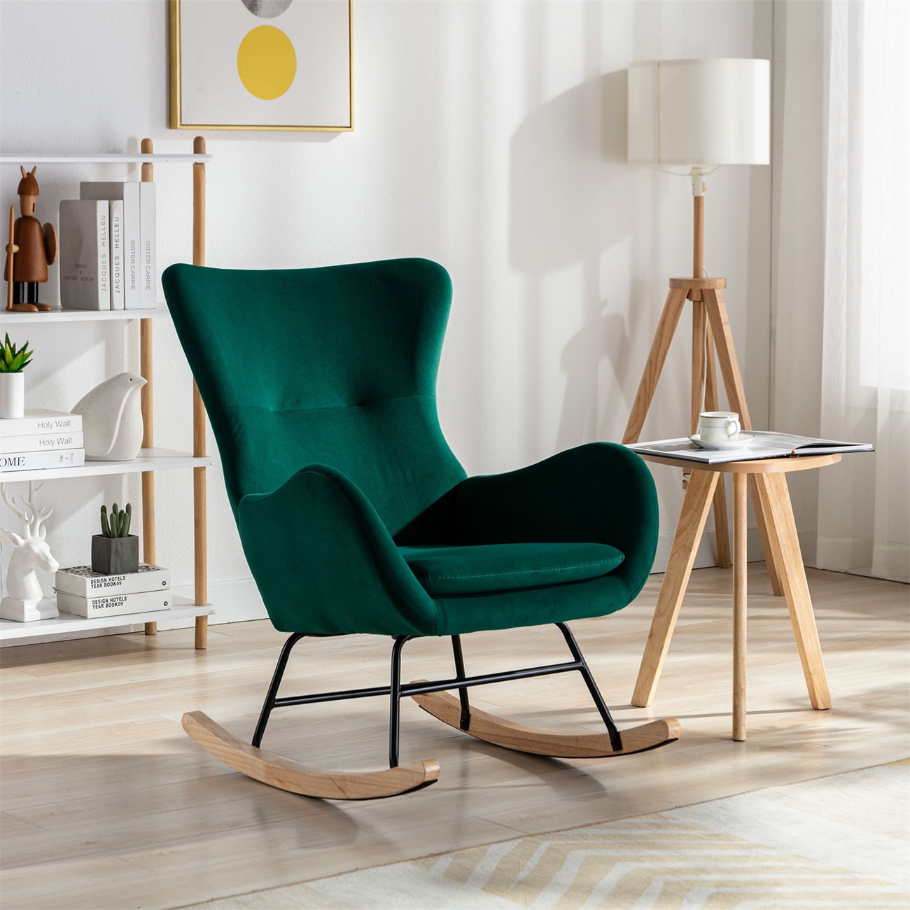 Nursery Rocking Chair for Baby Toddler Kids, Modern Velvet Fabric ...