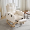 thumbnail image 1 of Nursery Rocking Chair, Boucle Glider Chair Nursery Chair  Teddy Upholstered Glider Rocker with Side Pocket & Footrest, Rocking Accent Armchair High Back Nursing Chair with Wood Legs, Teddy Nursing Gli, 1 of 7