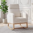 thumbnail image 1 of Nursery Rocking Chair, Corduroy Upholstered Rocking Chair with Adjustable Footrest, Tufted Rocker Chair with Side Pocket, Glider Rocker for Living Room, Bedroom, 1 of 7