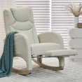 thumbnail image 1 of Nursery Rocking Chair Cotton Linen Fabric Adjustable Footrest Sturdy Construction - Comfortable Seating for Home Relaxation, 1 of 18