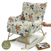 Nursery Rocking Chair Cover with Non-Slip Foam Strips Stretch Glider Armchair Slipcover for Baby Room Colorful