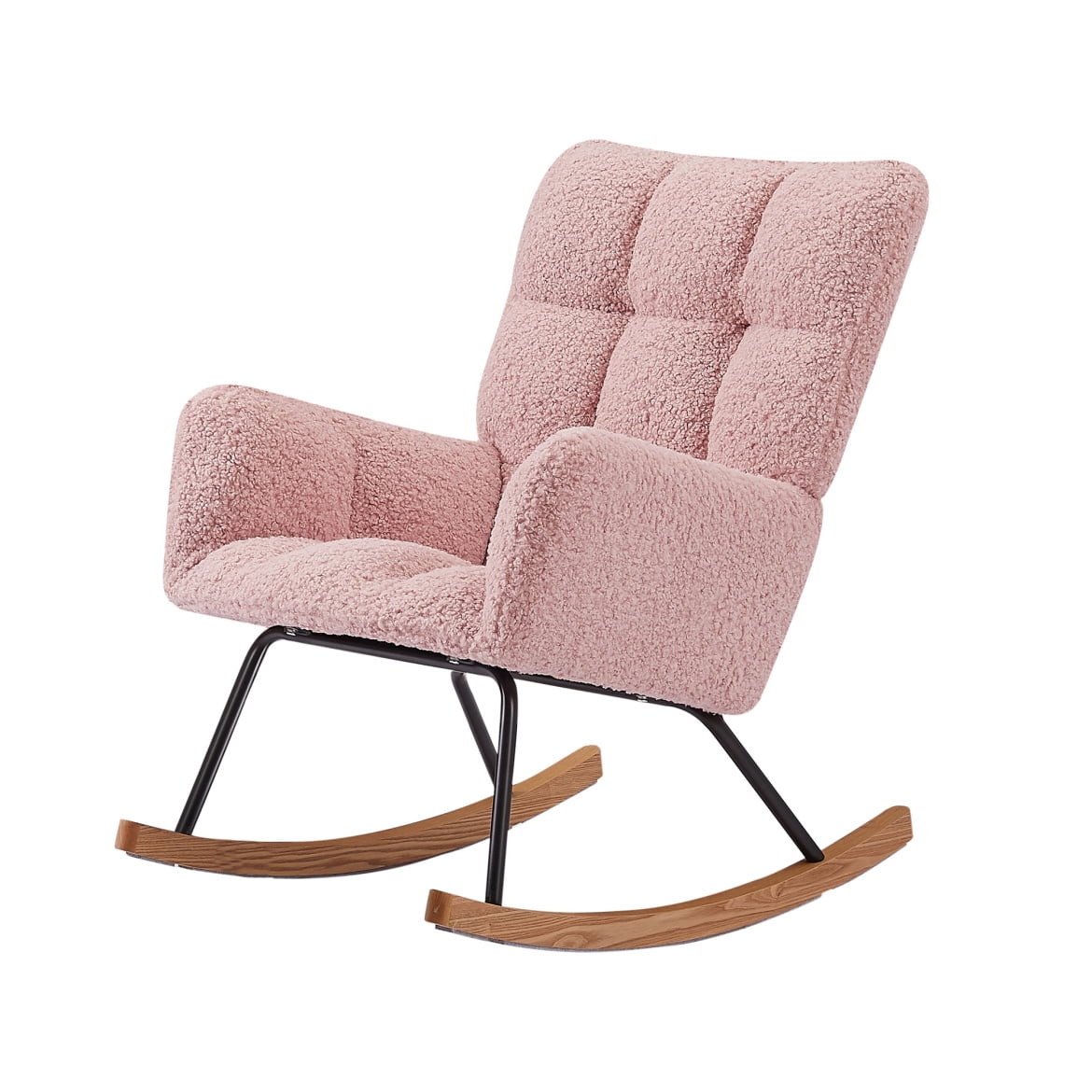 Nursery Rocking Chair with High Backrest for Mom and Baby, Upholstered