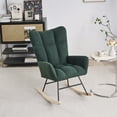 thumbnail image 1 of Nursery Rocking Chair, Modern Teddy Upholstered Rocker Glider Chair with High Backrest and Metal Base for Bedroom Living Room Offices, Emerald, 1 of 10