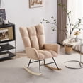 thumbnail image 1 of Nursery Rocking Chair, Modern Teddy Upholstered Rocker Glider Chair with High Backrest and Metal Base for Bedroom Living Room Offices, Nude, 1 of 11