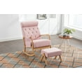 thumbnail image 1 of Nursery Rocking Chair with Ottoman, Modern Fabric Upholstered Armchair with Thick Padded Cushion and High Backrest Relaxing Swing Chair Accent Glider Rocker Chair for Living Room Bedroom, Pink, 1 of 7