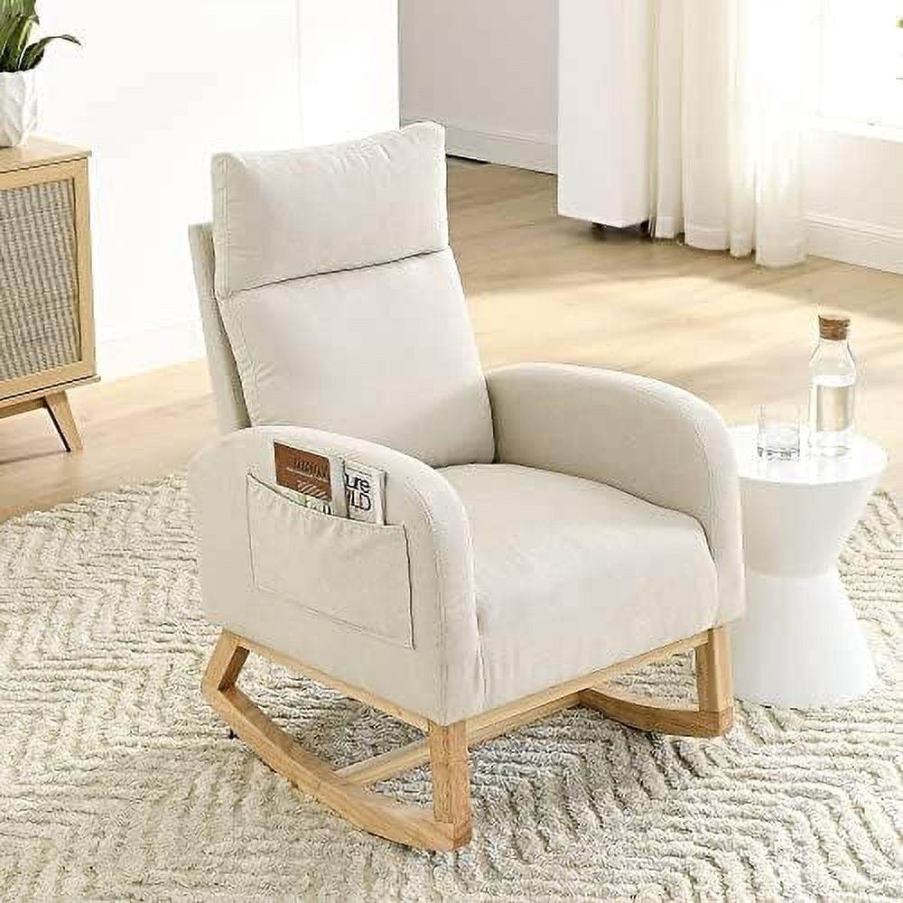 Nursery Rocking Chair with Solid Wood Legs, Glider Chair for Nursery ...