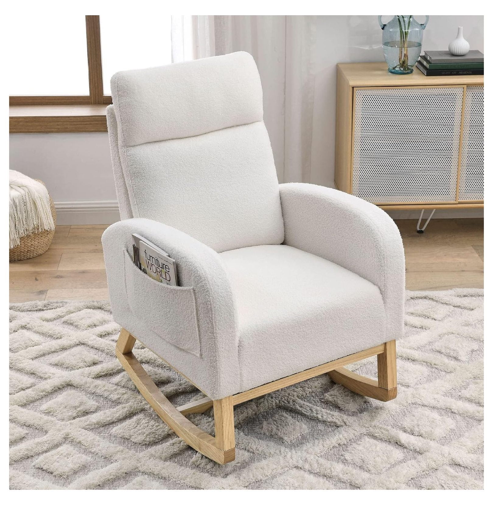 Nursery Rocking Chair with Solid Wood Legs, Glider Chair for Nursery ...