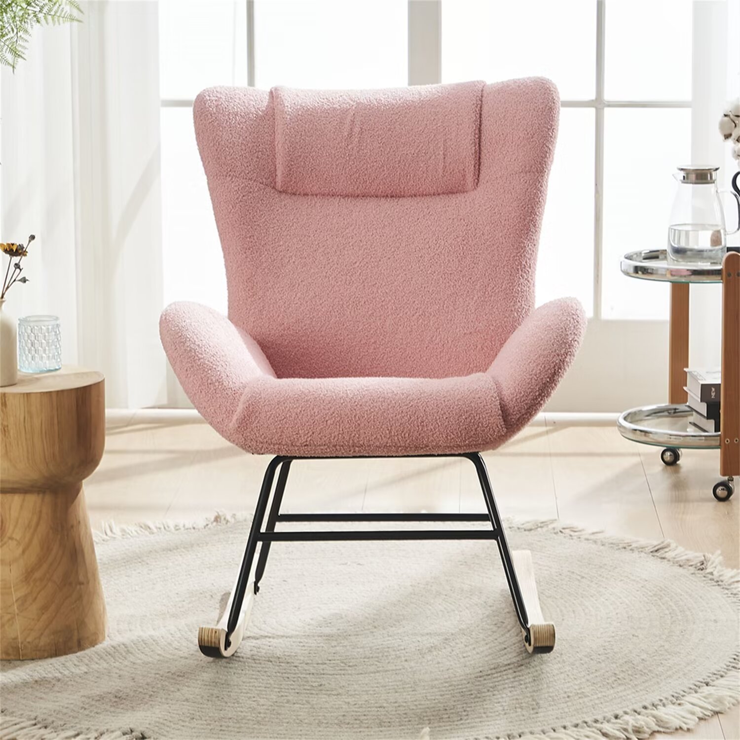 Nursery Rocking Chair, Teddy Upholstered Glider Rocker Accent Chair ...
