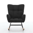 thumbnail image 1 of Nursery Rocking Chair Teddy Upholstered Glider Rocker Chair With Wood Legs And High Backrest, Comfy Accent Armchair Padded Seat For Living Room, 1 of 9