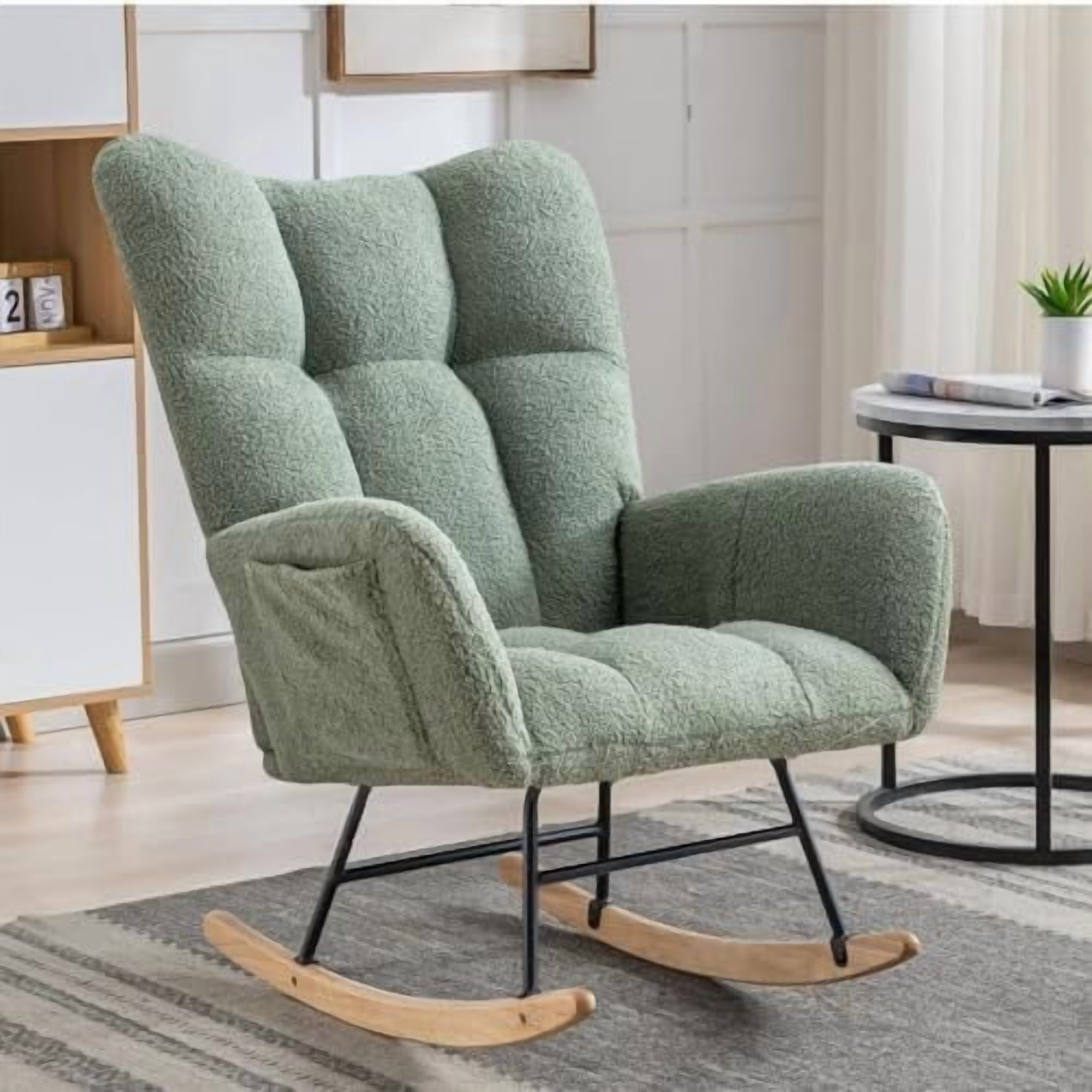 Nursery Rocking Chair Teddy Upholstered Glider Rocker Rocker Accent ...