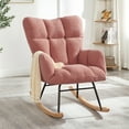 thumbnail image 1 of Accent Chair with High Backrest and Armrests,Glider Rocking Chair with Metal Frame,Teddy Fabric Tufted Upholstered Chair with Polyester Seat Cushion,for Living Room,300lbs Capacity,Pink, 1 of 7