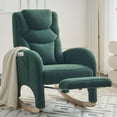 thumbnail image 1 of Nursery Rocking Chair with Two Side Pockets & Adjustable Footrest, Teddy Fabric Rocker with High Backrest, Modern Rocking Accent Chair for Living Room, Bedroom, Green, 1 of 9