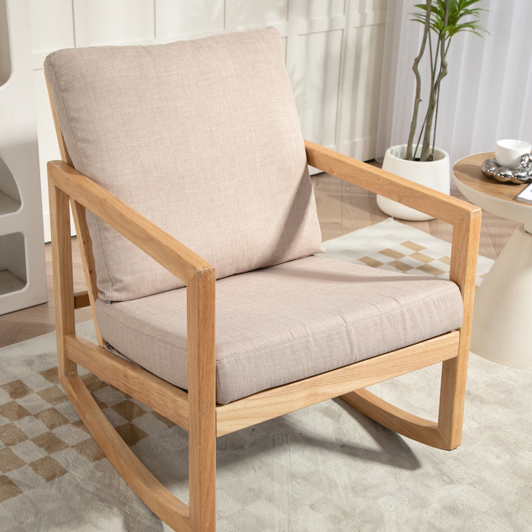 Momm Cozy Rocker Nursery Rocking Chair, Upholstered Rocker Chair Glider Chair for ...