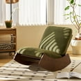 thumbnail image 1 of Nursery Rocking Chair, Upholstery Glider Chair with Solid Wood Frame and Wide Backrest,  Accent Reading Rocker Chair  for Bedroom, Living Room, Office, Green, 1 of 9