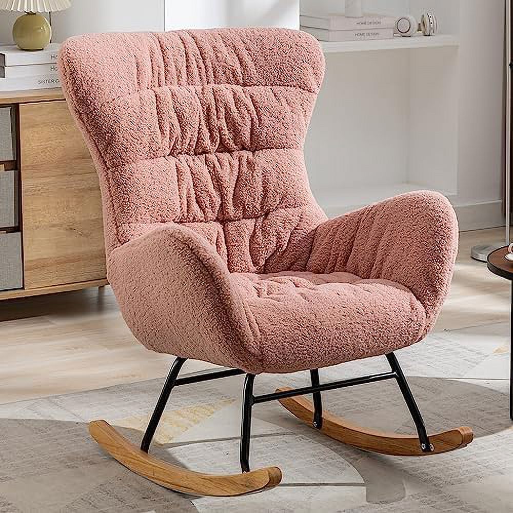 Nursery Rocking Chair Velvet Upholstered Glider Rocker Rocking Accent
