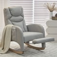 thumbnail image 1 of Nursery Rocking Chair with Retractable Footrest, High Back Adjustable Recliner Chair, Fabric Accent Chair for Nursery, Living Room, and Bedroom, 1 of 7