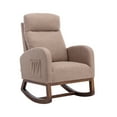 thumbnail image 1 of Nursery Rocking Chair with Wood Legs, Modern Glider Rocker Chair with Two Side Pockets, Rocking Armchair for Nursery Living Room Bedroom, Camel, 1 of 9
