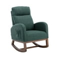 thumbnail image 1 of Nursery Rocking Chair with Wood Legs, Modern Glider Rocker Chair with Two Side Pockets, Rocking Armchair for Nursery Living Room Bedroom, Emerald, 1 of 9