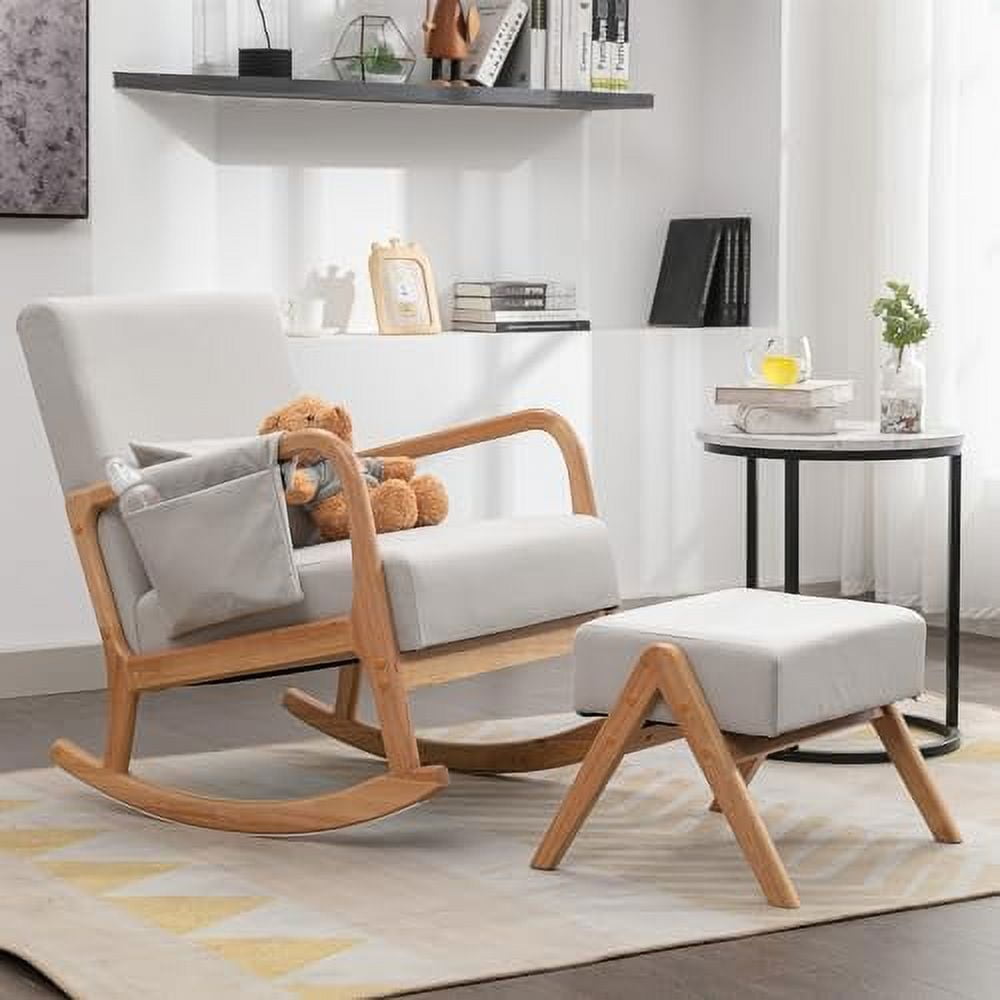 Nursery Rocking Chairs with Ottoman，Rocker Chair Glider Chair for Nursery，Modern Mid Century