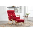thumbnail image 1 of Rocking Chair Nursery with Ottoman, Modern Glider Rocker with Button Design Back and Wood Base, Accent Armchair for Living Room Reading Room Bedroom, Red, 1 of 9