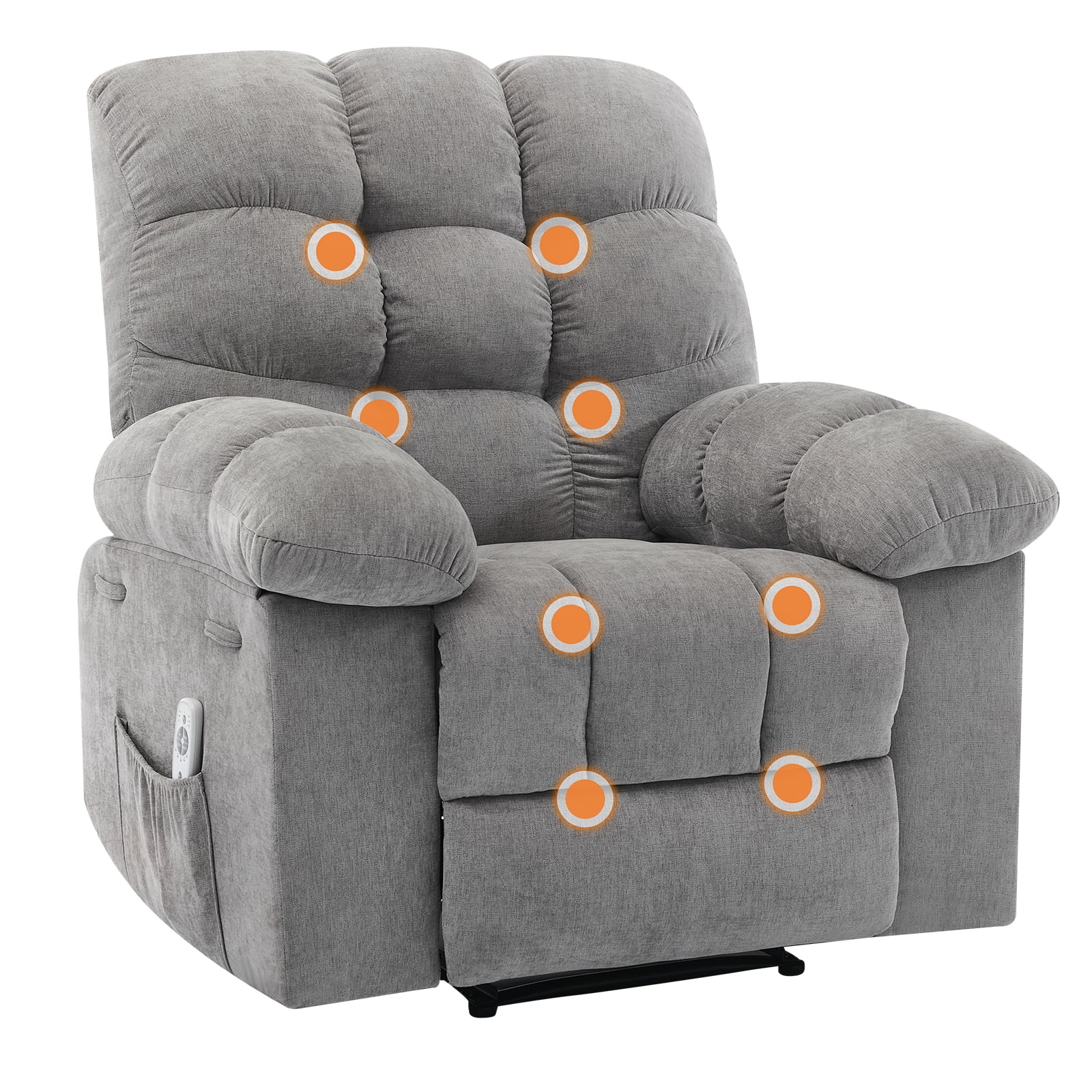 Nursery Rocking Chairs, Rocking Chair with Massage and Heat,Heat Ergonomic Overstuffed Breathable Fabric Reclining Chair with 2 Side Pockets, Remote Control, Living Room, Bedroom