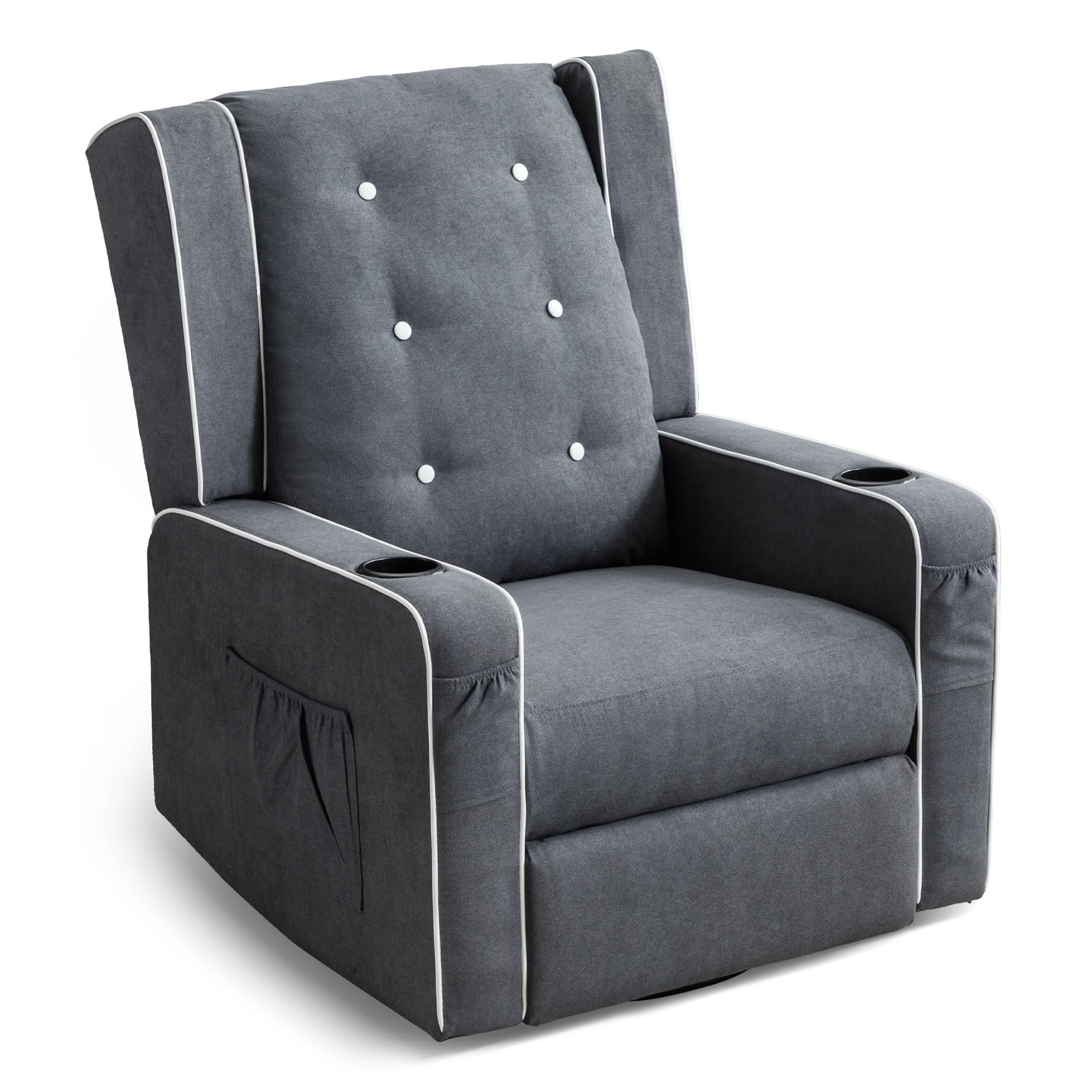 Nursery Rocking Recliner Chair, 360° Swivel Glider Recliner Sofa ...