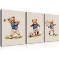 thumbnail image 1 of Nursery Room Bear Canvas Wall Art Vintage Boys Sports Wall Decor Karate Skateboard Fishing Poster Prints Cute Funny Animal Painting Pictures for Kids Bedroom Boys Room(Framed canvas), 1 of 6