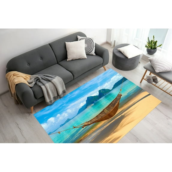 Nursery Rug, Landscape Rugs, Floor Rugs, Sea Landscape Rug, Hallway Rug, Tropical Scenery Rugs, View Rug, Colorful Rugs, Coastal Decor, 5.9'x9.2' - 180x280 cm