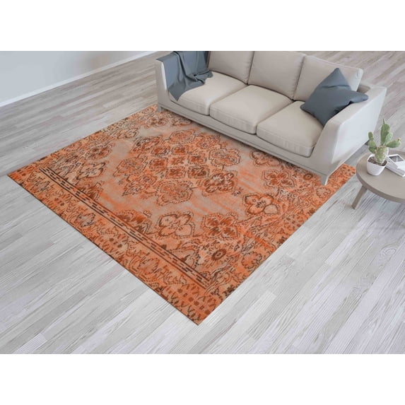 Nursery Rugs, Cool Rug, Chenille Printed Design Rug, Non-Slip Carpet Rugs, Step Rug, Orange Rug, Chenille Printed Stye Rugs, Turkish Rugs, Office Decor Rug, 1.7'x2.3' - 50x70 cm