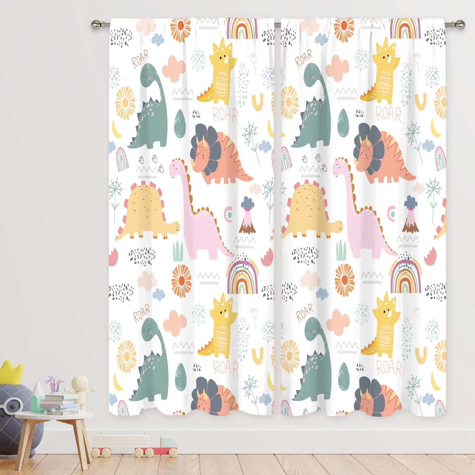 Nursery Safari Animals Curtains Baby Boy Kids Woodland Jungle Forest