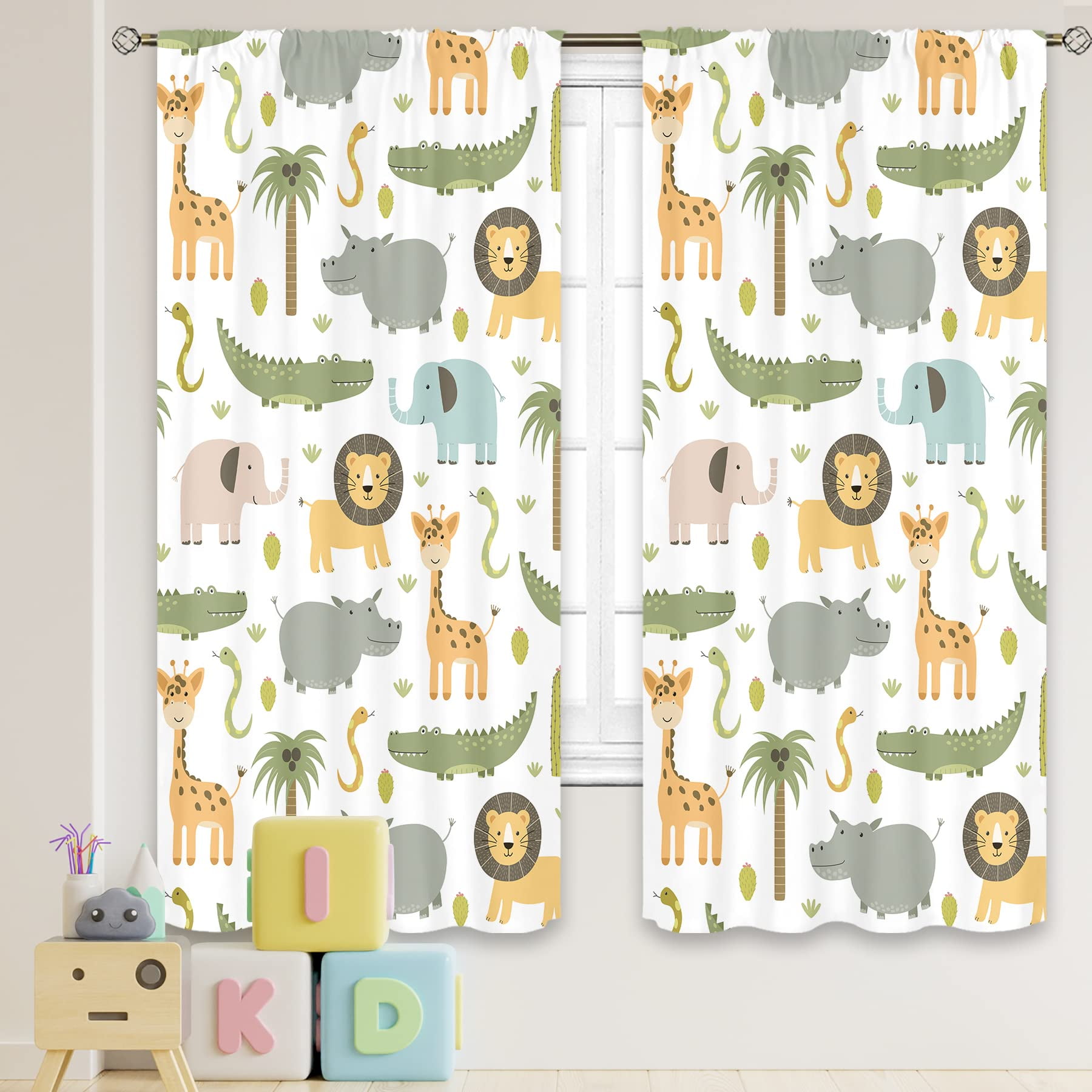 Nursery Safari Animals Curtains Baby Boy Kids Woodland Jungle Forest — free download