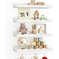 thumbnail image 1 of Nursery Shelves, 16.5 Inch Floating Bookshelves for Wall Set of 4, Scalloped Wall Book Shelves with Towel Rack for Kids, Toddler Room, Baby Room, Nursery Decor and Storage(White), 1 of 14