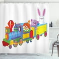 thumbnail image 1 of Ambesonne Cartoon Shower Curtain, Clown Cat Bunny Train, 69"Wx84"L, Multicolor, 1 of 3