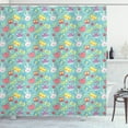 thumbnail image 1 of Nursery Shower Curtain, Kids Children Kindergarten Concept of Nerdy Rabbits and Musical Instrument Icons, Fabric Bathroom Set with Hooks, 69W X 75L Inches Long, Multicolor, by Ambesonne, 1 of 3
