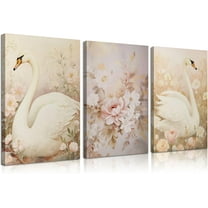 Nursery Swan Canvas Wall Hieng Pink Swan Flowers Posters Prints Girl Kid Animal Wall Decor Pictures For Living Room Bedroom Girls Room Decoration