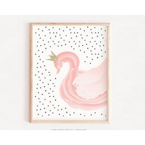 Nursery Swan, Girls Nursery, Pink Wall Art, Swan Decor, Baby Girl Gift, Diy Art, Baby Shower Gift, New Baby Wall Art, Modern Wall Decor, 8x12 UNFRAMED