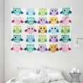 thumbnail image 1 of Nursery Tapestry, Colorful Collection Friendly Owl Birds with Different Face Expressions Comic Cute, Wall Hanging for Bedroom Living Room Dorm Decor, 80W X 60L Inches, Multicolor, by Ambesonne, 1 of 2
