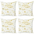thumbnail image 1 of Nursery Throw Pillow Cushion Case Pack of 4, Lullaby Baby Shower Inspired Design with Twinkle Twinkle Lettering, Modern Accent Double-Sided Print, 4 Sizes, Mustard and Earth Yellow, by Ambesonne, 1 of 2