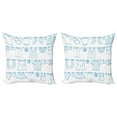 thumbnail image 1 of Nursery Throw Pillow Cushion Cover Pack of 2, Drying Baby Clothes Socks Sweater Dress Pants and Skirt Hand Drawn Sketch Style, Zippered Double-Side Digital Print, 4 Sizes, White and Blue, by Ambesonne, 1 of 2