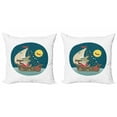 thumbnail image 1 of Ambesonne Cartoon Throw Pillow Cover 2 Pack, Wolf Captain Boat, 24", Multicolor, 1 of 2